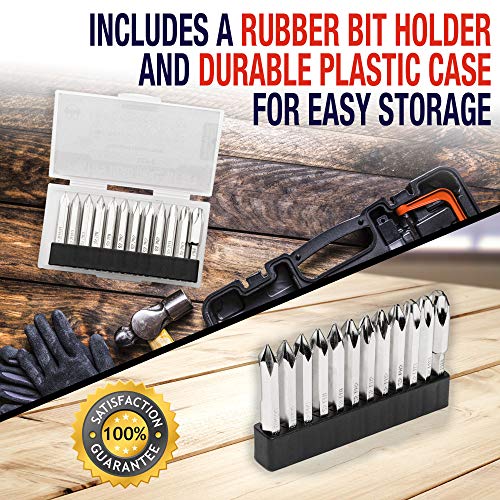 Phillips Screwdriver Drill Bit Set (Premium 12pc Complete Set) w/Storage Case and Bit Holder - 1/4in Hex Shank Magnetic - Impact Ready - S2 Steel - Long 2in Heads for Drills. Baker and Bolt - style: PHILLIPS