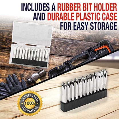 Phillips Screwdriver Drill Bit Set (Premium 12pc Complete Set) w/Storage Case and Bit Holder - 1/4in Hex Shank Magnetic - Impact Ready - S2 Steel - Long 2in Heads for Drills. Baker and Bolt - style: PHILLIPS