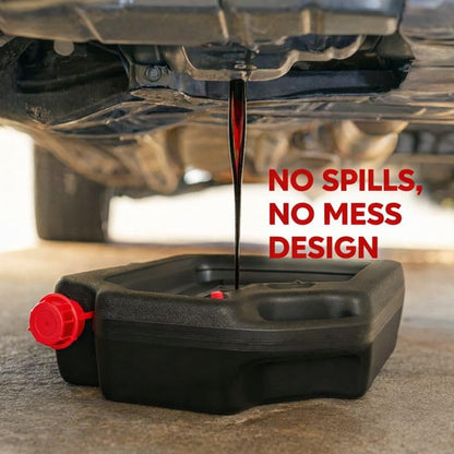 Oil Drain Pan, Low Profile Automotive Oil Change Catch Basin Container with Pour Spout and 2 Side Handles, Black (10 Quart) - size: 10 Quart