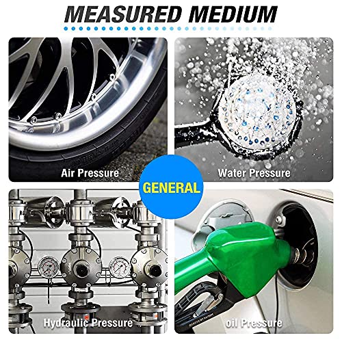 MEANLIN MEASURE 0~200Psi Stainless Steel Liquid Filled Pressure Gauge 1/4" NPT 2.5" FACE DIAL with Rubber Protective Sleeve, Center Back Mount - size: 0-200Psi