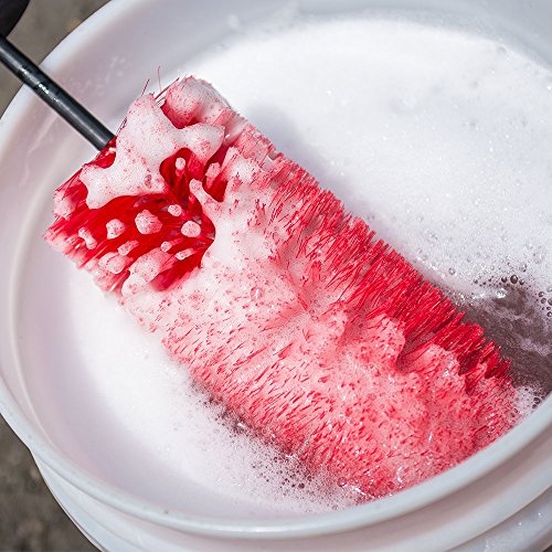Chemical Guys Red Rocket Detailing Brush - Flexible Long-Reach Wheel and Rim Cleaning Tool for Cars, Trucks, SUVs, Motorcycles, and RVs - Safely Cleans Tight Spaces, Spokes, and Crevices - style: Red Rocket