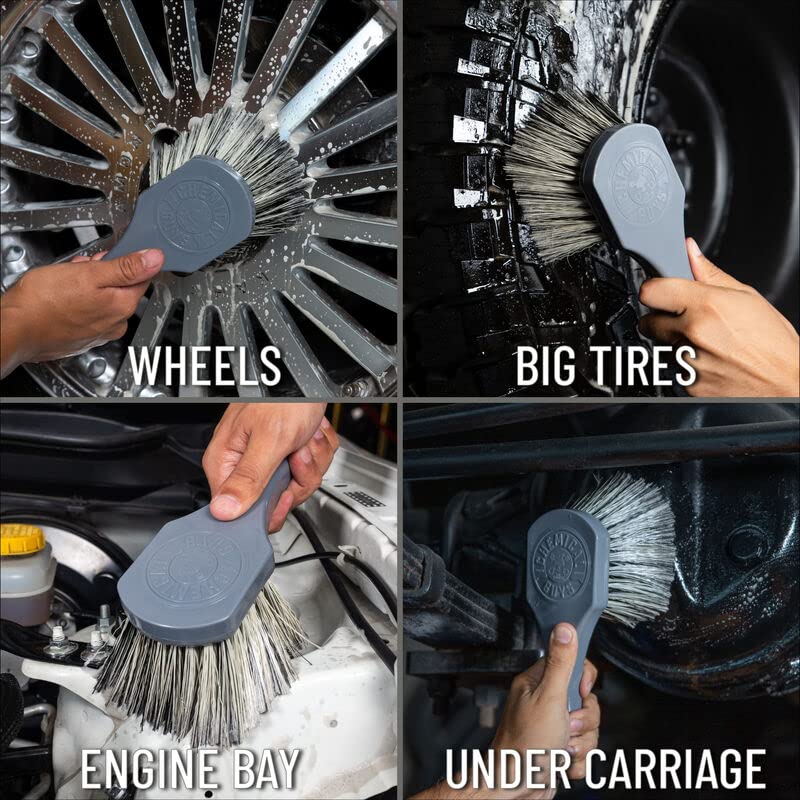Chemical Guys ACCG09 Wheel Works Medium Duty Wheel & Body Brush, (Safe for Cars, Trucks, SUVs, RVs, Motorcycles, & More) Gray - size: 10 inches, style: Wheel & Body