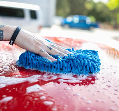 The Rag Company - Premium Chenille Microfiber Knobby Wash Mitts - Perfect for Car Washing and Detailing; Scratch-Free, Lint-Free, Double-Sided, Plush, and Absorbent; Blue (2-Pack) - color: Blue
