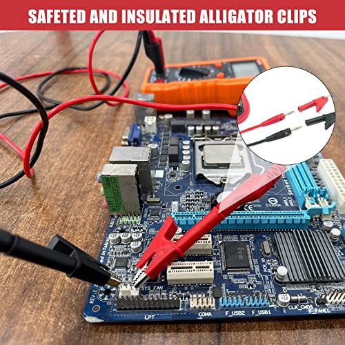 30 Pcs Banana Plug Silicone Test Leads Kit, 4mm Stackable Banana Plug with Threading Probe, Alligator Clips, Probe Holder, Connection Hose ，Automotive Test Leads for Multimeter