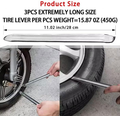 3Pcs Bike Tire Levers,Motorcycle Tire Spoons Iron Set,Remove Tool for Bike,Bike Change Changing Tool Kit Set,11Lengthen Galvanized Type Steel Repair Tube