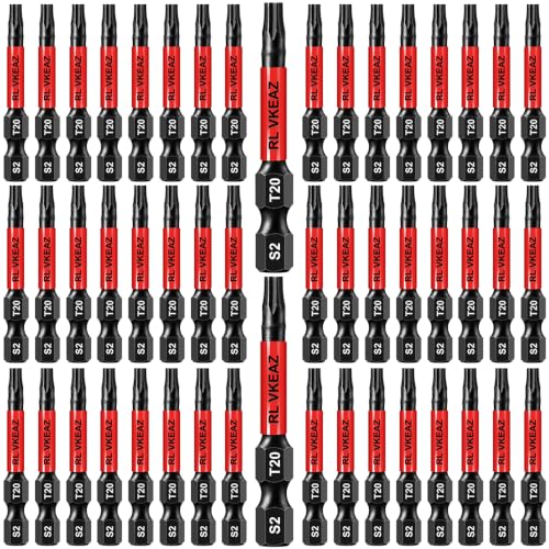 50-Pack T20 Torx Bit, RLVKEAZ 2-Inch Magnetic T20 Bits for Impact Driver | S2 Alloy Steel T20 Star Bits for Drill, CNC-Machined Tips, 1/4-Inch Hex Shank for DIY Woodworking and Furniture Assembly - style: T-20 50-piece supply of 2-inch magnetic T20 Torx b