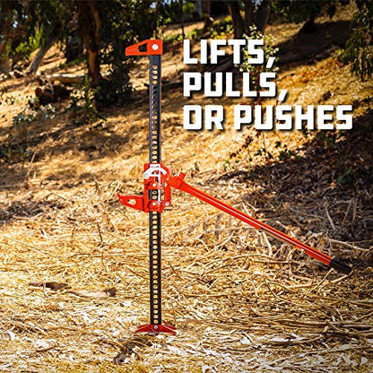 Powerbuilt 8-Inch Ratcheting Off Road Utility Farm Jack, 3 Ton (6,000 lb) Capacity Utility High Lift Farm Jack, Lift Range: 5-1/4" to 34-1/2", for Tractor Truck SUV -647587 - size: 3 Ton, Farm Jack