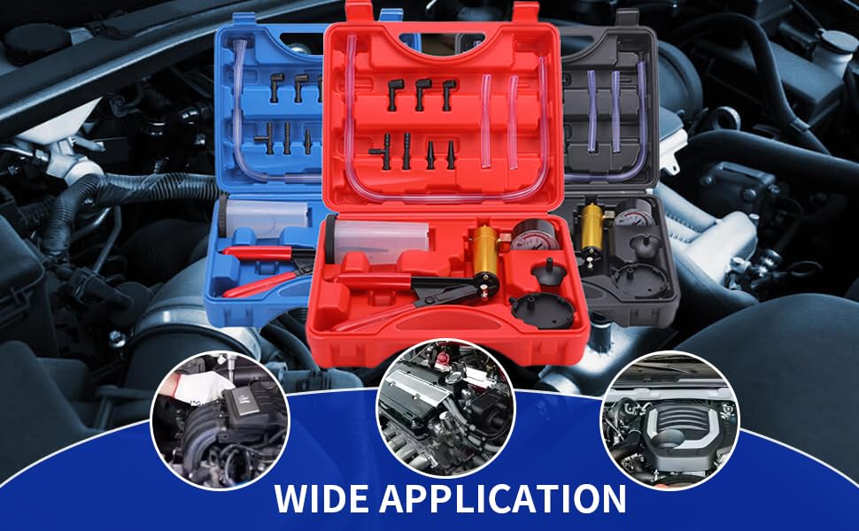Brake Bleeder Kit with Hand Held Vacuum Pump and Adapters, with Vacuum Brake Bleeder Pump Pressure Gauge for Automotive Car Motorbike(red) - color: red