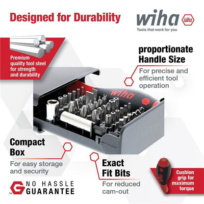 Wiha 71990 Security Bit Set, 39 Piece | Tamper Resistant Torx, Hex, Spanner and Tri-Wing, Storage Case