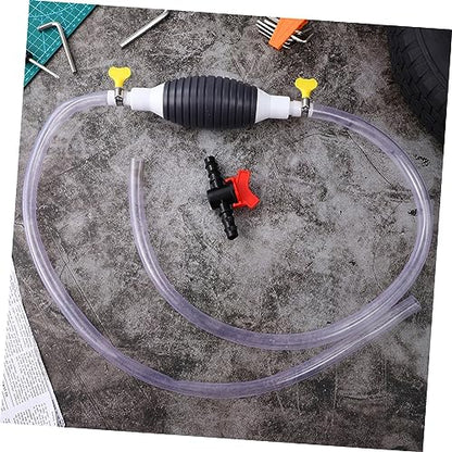 1set Manual Transfer Pump Kit Siphon Hose and Check Valve Portable Hand Pump for Gas Oil and Water Plastic and Stainless Steel Design Easy for Home and Automotive Use