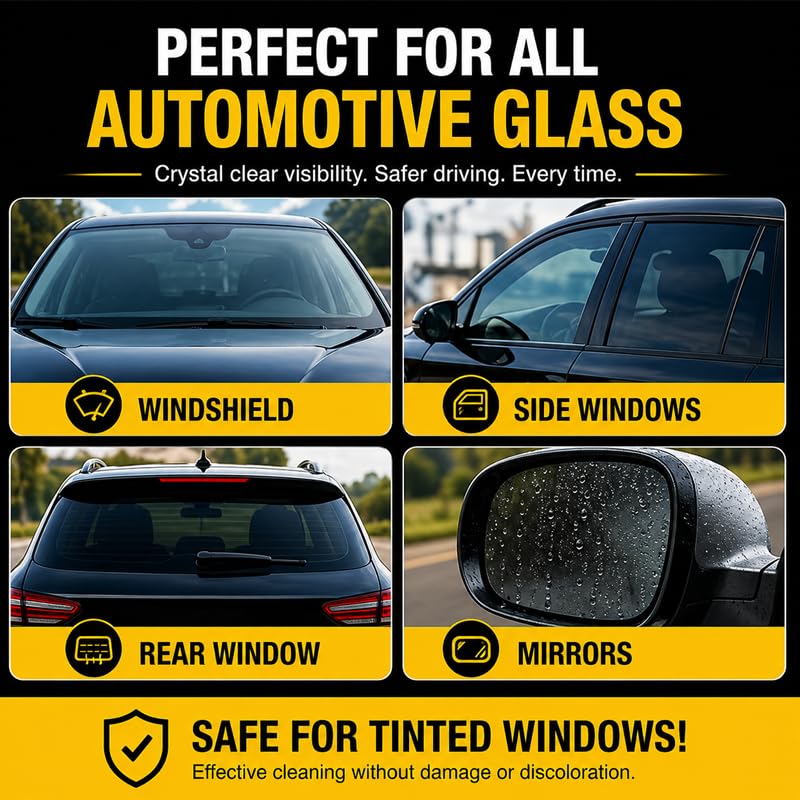 Glass Oil Film Remover for Car Windows, Professional Windshield Cleaner & Restorer, Eliminates Water Spots, Grime & Night Glare, Auto Glass Stripper Kit with 2 Sponges, 150ml (5.1oz)