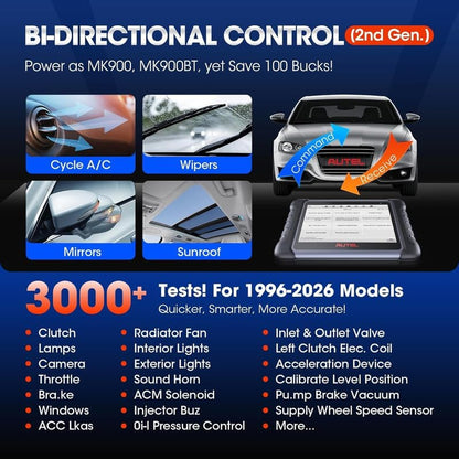 Autel MaxiCOM MK808S Bidirectional Scanner: 2026 Same as MaxiCheck MX808S MX900 MK900BT MK808BT Pro, 3000+ Active Test, 28+ Service for 200+ Brands, OBD2 All System Diagnose, FCA Autoauth & SGW, OS 11 | 2026 Bidirectional OBD2 Tool as MaxiCheck MX900 MX80