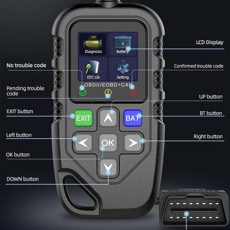 OBD2 Scanner Car Code Reader for Chevrolet Corvette C6 C7 C8, Engine Fault Diagnostic Tool with Battery Test Check Engine Light Scan Tool Read & Clear Fault Codes