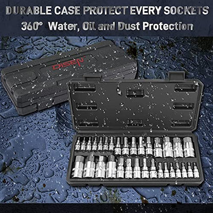 DISEN 32-Piece HEX Bit Socket Set | SAE & Metric Allen Wrench Socket Set with Enhanced Storage Case, Premium Heat Treated Chrome Vanadium Steel & S2 Alloy Steel - style: Hex Bit Socket Set