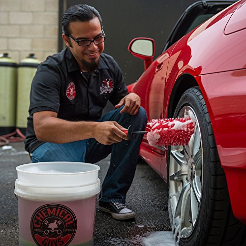 Chemical Guys Red Rocket Detailing Brush - Flexible Long-Reach Wheel and Rim Cleaning Tool for Cars, Trucks, SUVs, Motorcycles, and RVs - Safely Cleans Tight Spaces, Spokes, and Crevices - style: Red Rocket