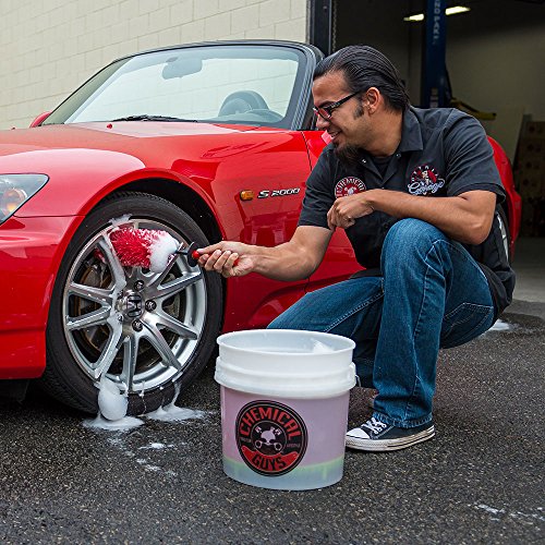 Chemical Guys Red Rocket Detailing Brush - Flexible Long-Reach Wheel and Rim Cleaning Tool for Cars, Trucks, SUVs, Motorcycles, and RVs - Safely Cleans Tight Spaces, Spokes, and Crevices - style: Red Rocket