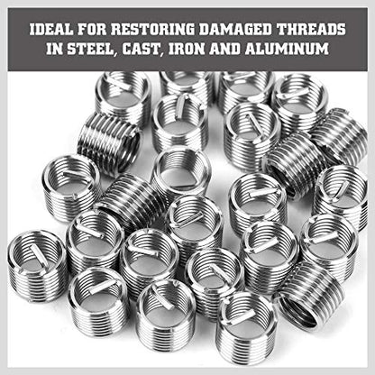Metric Helicoil Thread Repair Kit: 131-Piece Heli Coil HSS Drills Inserts Taps & Tools M5 M6 M8 M10 M12 Automotive Engine Spark Plug Cylinder Insertion Rethreading Tools Universal Rethread Restorer - size: 131-Pc. Metric