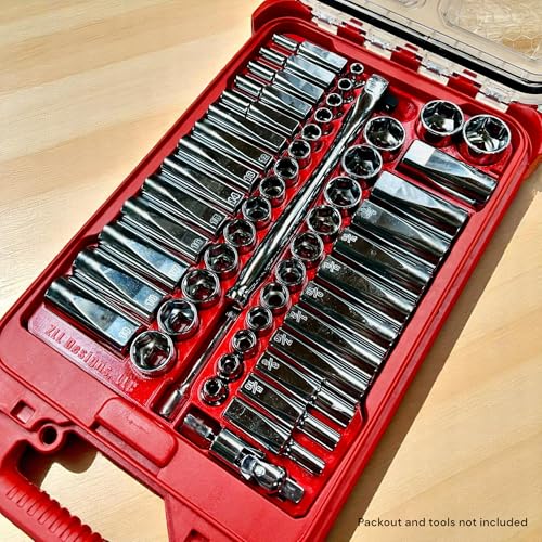 Packout Insert compatible with Milwaukee 3/8" Drive SAE/Metric Ratchet and Socket Mechanics 56-Piece Set (48-22-9008)