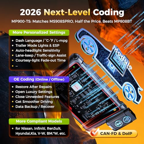 Autel MaxiPRO MP900TS Scanner: 2026 8in MP900-TS up of MaxiSYS MS906 PRO MS906TS MP900BT MK900-TS, Full TPMS as MS906 Pro-TS, Car Bidirectional Scan Tool, 40+ Service, All System, CAN FD&DOIP, OS 11.0
