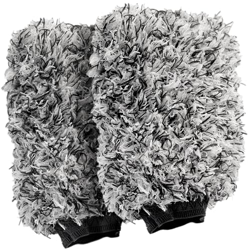 VIKING Car Wash Mitt, Premium Microfiber for Car Cleaning, Black and White, 10 inch x 8 inch, 2 Pack