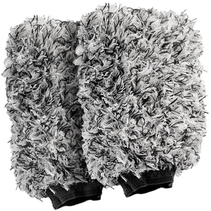 VIKING Car Wash Mitt, Premium Microfiber for Car Cleaning, Black and White, 10 inch x 8 inch, 2 Pack