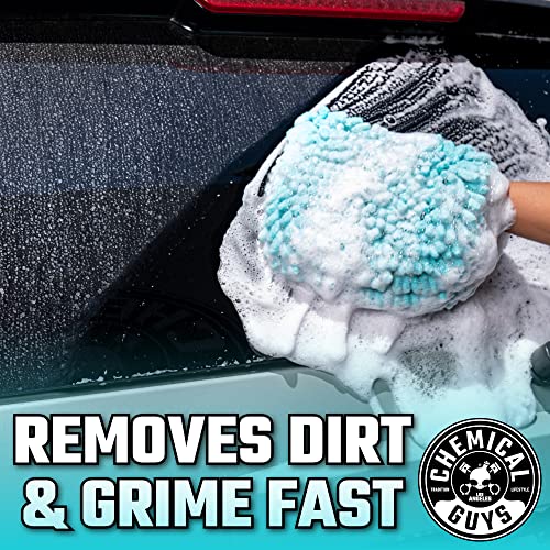 Chemical Guys MIC513 Big Noodle Chenille Microfiber Scratch Free Supersized Car Wash Mitt for Cars, Trucks, SUVs, RVs & More, Turquoise (11" x 12") - size: Large