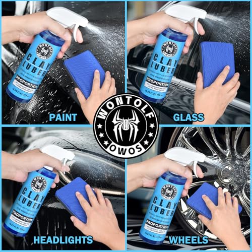 2 Pack 2 in 1 Clay Scrubber Car Clay Bar Auto Detailing Kit, Car Clay Wash Sponge, Premium Grade Magic Clay Mitt Towel, Easily Cleans Paint Contaminants, Debris, and Road Grime Light Overspray