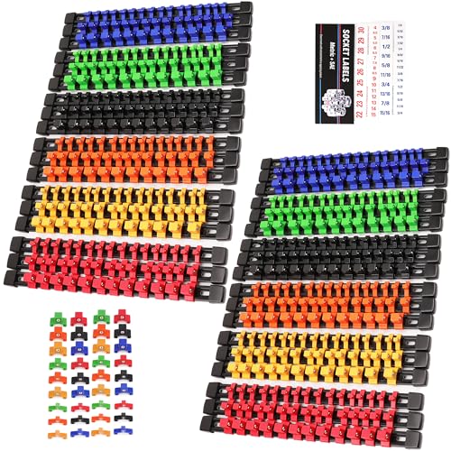 SWANLAKE 36-Piece Socket Organizer, 1/4-Inch x 192 Clips, 3/8-Inch x 180 Clips, 1/2-Inch x 144 Clip, Socket Holder Clip Rail, Drive Sockets Trays for Tool Box Drawer - style: 36 PCS