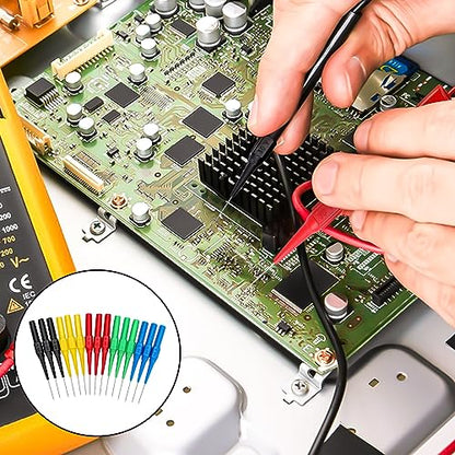 15pcs Test Back Probe Pin,Wire Piercing Insulation Back Probes Probe Non-Destructive Pin, 0.7mm Test Probes Pins Insulation Piercing Needle Multimeter 4mm Banana Socket for Car Tester