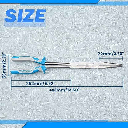 SPEEDWOX 13 Inch X-Type Long Nose Pliers - Double-Joint, Extended Reach, Dual Material, Extra Long Needle Nose Pliers - style: Long Nose Pliers