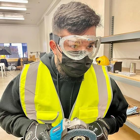 Neiko Pro 53875B Clear Protective Lab Safety Goggles, Chemistry Lab Goggles, Scientific, Construction Goggles, Contractor, Woodworking, Anti-Fog and Splash, Includes Indirect Vent for Men and Women