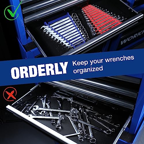 WORKPRO 2-Pack Magnetic Wrench Organizer, 12-Piece Wrench Holder Set | for Tool Box Drawer, Wrench Rack Tool Trays SAE (1/4" - 15/16") and Metric (6mm-24mm) - style: Magnetic Wrench Organizer(2PC)