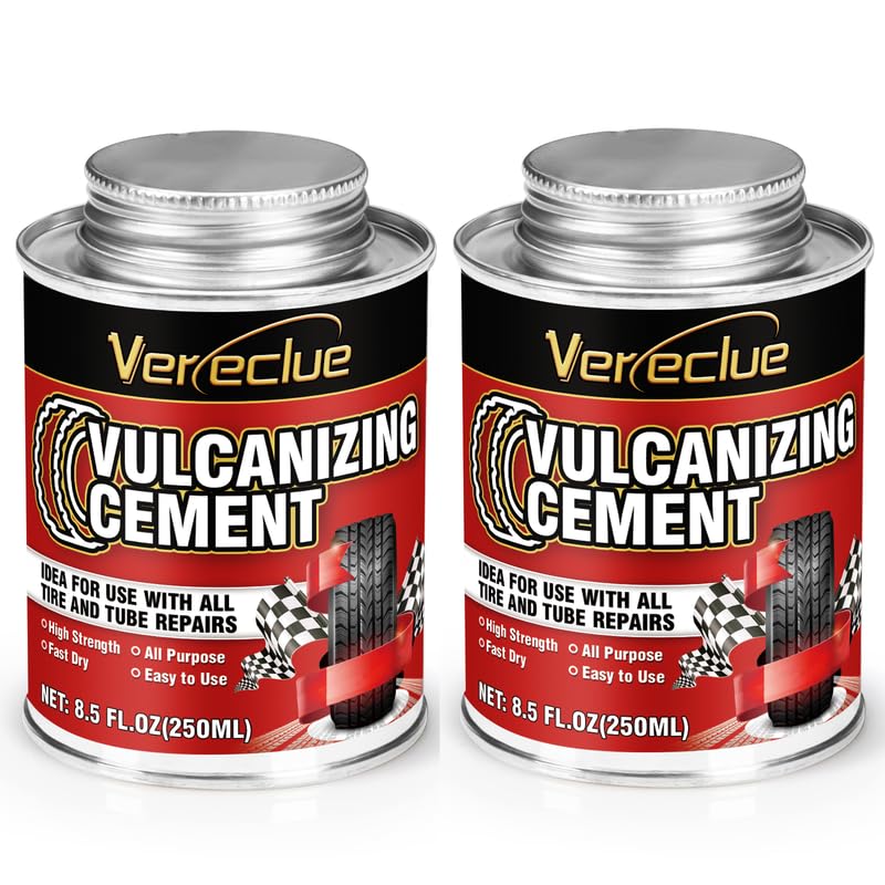 Chemical Vulcanizing Cement, Clear Tire Repair Glue, All Purpose Rubber Cement, Heavy Duty Tire Patch Kit with Brush Top Can for Car, Motorcycle, Bike, 17Oz - size: 17FL.Oz