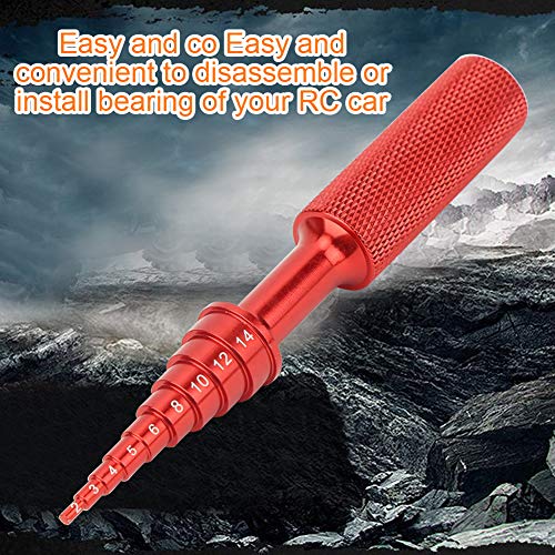 RC Bearing Tool, 2 to14mm Aluminum Alloy Steering Hub Carrier Disassembly Removal Tool Non Slip Puller Removal for RC Car Accessory (Red) - color: Red
