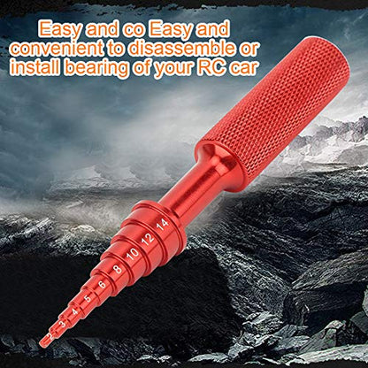 RC Bearing Tool, 2 to14mm Aluminum Alloy Steering Hub Carrier Disassembly Removal Tool Non Slip Puller Removal for RC Car Accessory (Red) - color: Red