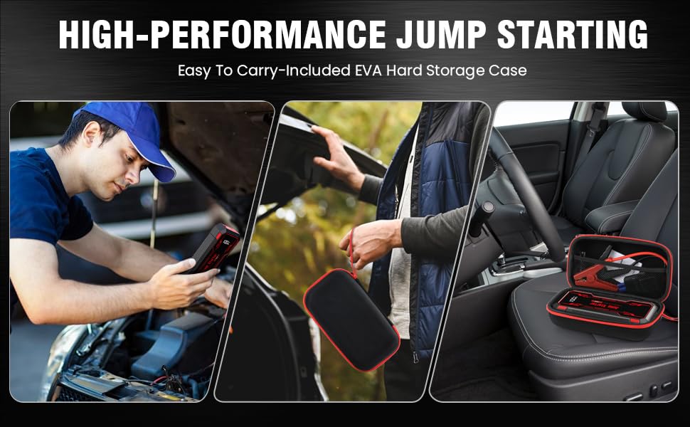 Car Jump Starter 6000A Car Battery Jump Starter Portable,12V Battery Jumper Starter Portable(10.0L Gas/8.0L Diesel),LCD Display Jump Box Jump Starter Battery Pack with Jumper Cables & Flashlight-Red - color: A-Red