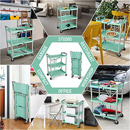 Olympia Tools 89-349 Pack-N-Roll Folding Collapsible Service Cart, 150LB Capacity, Teal - color: Teal, size: 150LB