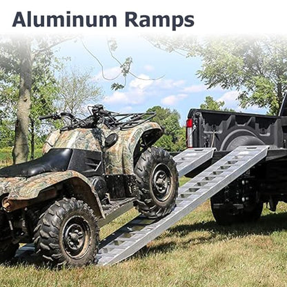 1 Pair 72inch x14 inch Aluminum Ramps Trailer Ramps 6500Lbs Hook Ramp