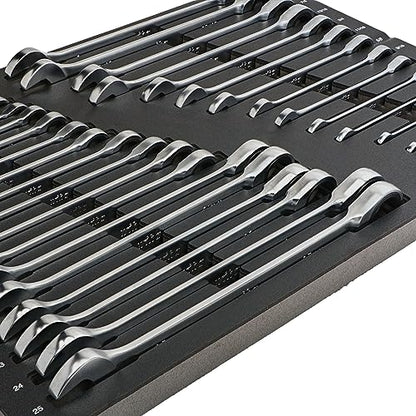 Wiha 30392 31-Piece Ratcheting Wrench Set – SAE & Metric, 12-Point Box and Open Ends, Full Drawer Tray