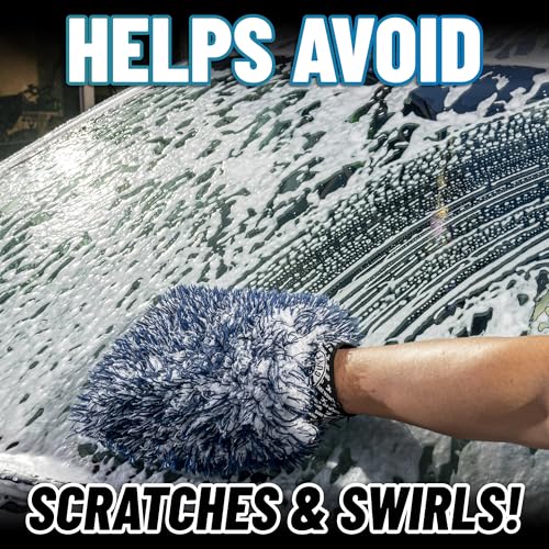 Chemical Guys, The Dually, Dual-Fiber, Wet-Dry Use, Microfiber Wash Mitt, (Car Wash Mitt Great for Car, Truck, SUV, RV, & More) Dark Blue + White, MIC517 - size: 1 Pack, style: Wash Mitt