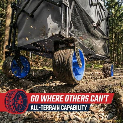 Sekey 500LBS Heavy Duty Double Decker Wagon with Extender, 400L Large Capacity Collapsible Garden Cart Fits 10x10 Canopy, All-Terrain Big Wheels with Brakes, Foldable Utility Wagon for Sports, Camping - color: Gray