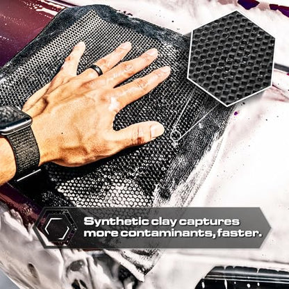 Blackline Clay Towel - Auto Detailing Synthetic Clay Towel - Decontaminate Paint and Glass for Smooth Washing - Great and Effective for Car, Truck, SUV - 12" x 12"