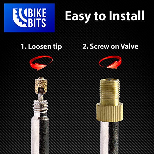 Brass Presta Valve Adapter - Convert Presta to Schrader - Inflate Tire Using Standard Pump or Air Compressor (4 Pack)