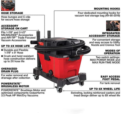 0910-20 Wet/Dry Vacuum is Compatible with Milwaukee 0910-20 M18 6 Gallon Wet/Dry Vacuum, Black and Red