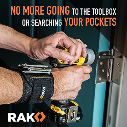RAK Magnetic Wristband for Tools - Premium Tool Belt for Holding Screws Nails with Powerful Magnets, Birthday Gifts for Men, Cool Gadgets Stuff Gifts for Dad, Husband, Grandpa, Handyman, Him