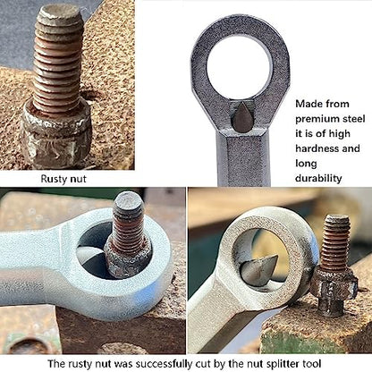 4PC Heavy Duty Metal Nut Splitter Kit | 1500ft-lbs Torque for Seized Rust Nuts | Auto Undercarriage & Marine Rigging | Hand-Safe Bolt Buster w/Triple Anti-Slip Jaws 9-12mm, 12-16mm, 16-22mm, 22-27mm