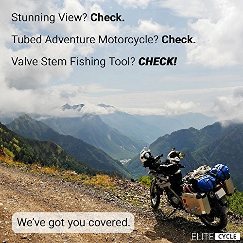 Tire Valve Stem Fishing Tool Puller (With Valve Core Remover) SAVE YOUR KNUCKLES While Installing Inner Tubes, Rim Locks & Off Road Tires on Adventure Motorcycles & Dirt Bikes