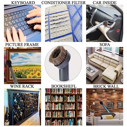 1.25'' Shop Vacuum Dust Brush Attachment with 25mm Horse Hair (2PCS) - Round Dust Brush Soft Bristle for Furniture, Blinds, Car, Wood, Electronics - 1.25 inch (32mm) Vacuum Accessories - style: Only 32MM Attachment