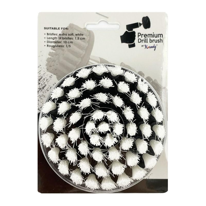 Premium Drill Brush Professional – Extra-Soft 4 in White | Scratch-Free Cleaning Brush for Carpet, Upholstery, Leather Seats, Glass, Furniture and Car Interior - color: White