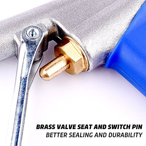 High Flow Air Blow Gun with 9 PCS Blower Tips, 6 inch Extensions, Needle and Rubber Tip, Xtreme Flow Nozzle, Adaptor, 120PSI Working Pressure, Air Compressor Accessories Kit, Cleaning Air Tool